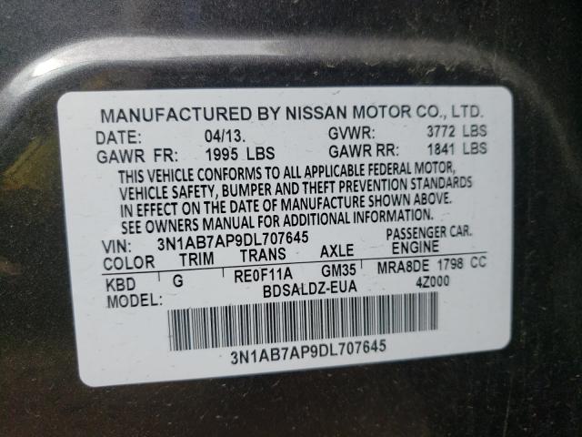 Photo 9 VIN: 3N1AB7AP9DL707645 - NISSAN SENTRA S 