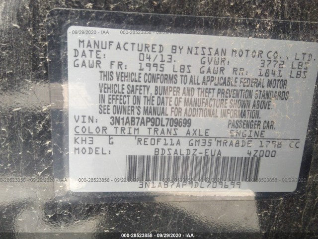 Photo 8 VIN: 3N1AB7AP9DL709699 - NISSAN SENTRA 