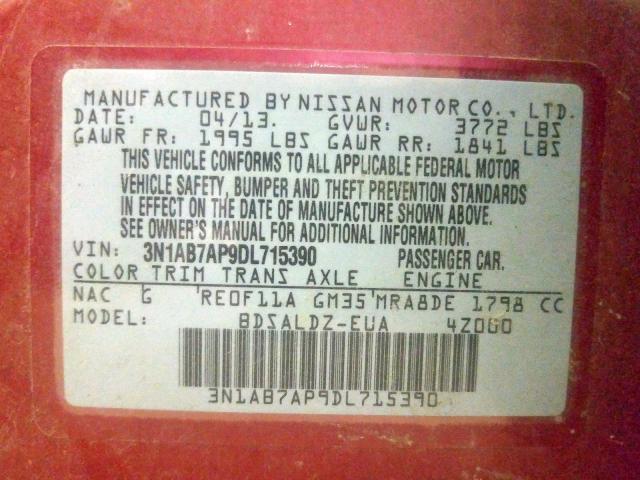 Photo 9 VIN: 3N1AB7AP9DL715390 - NISSAN SENTRA S 