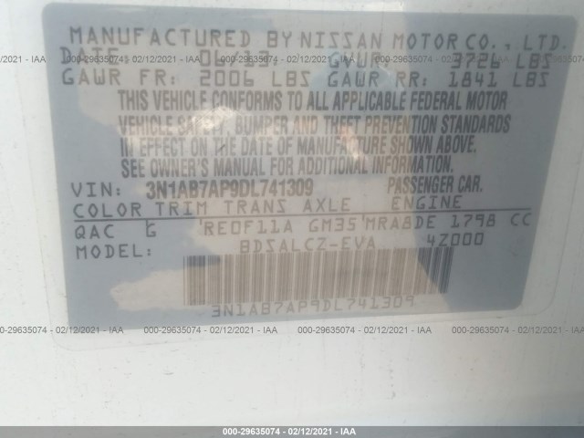 Photo 8 VIN: 3N1AB7AP9DL741309 - NISSAN SENTRA 