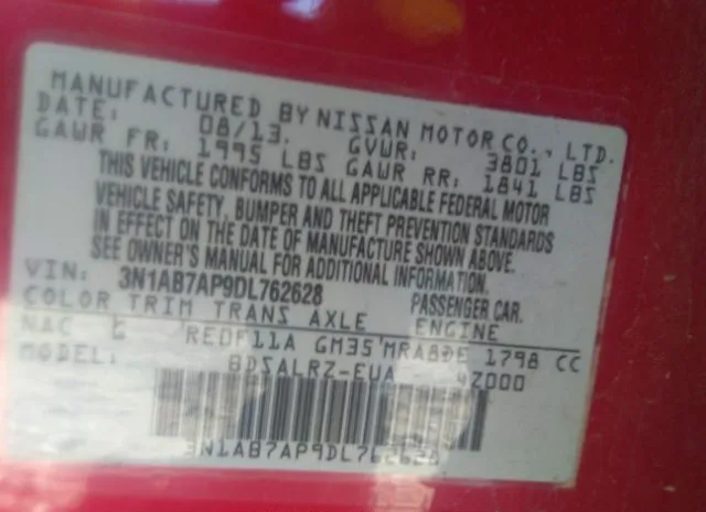 Photo 8 VIN: 3N1AB7AP9DL762628 - NISSAN SENTRA 