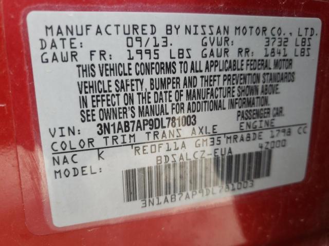 Photo 12 VIN: 3N1AB7AP9DL781003 - NISSAN SENTRA 