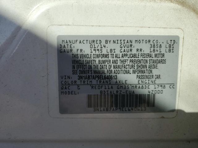 Photo 9 VIN: 3N1AB7AP9EL640613 - NISSAN SENTRA S 