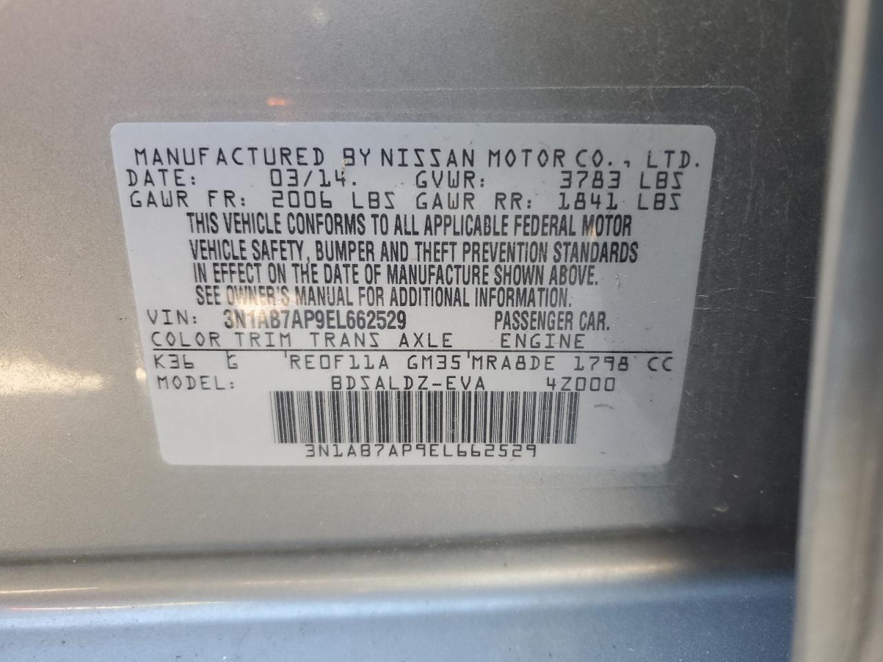 Photo 11 VIN: 3N1AB7AP9EL662529 - NISSAN SENTRA 