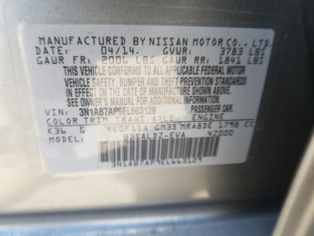 Photo 9 VIN: 3N1AB7AP9EL663129 - NISSAN SENTRA S 