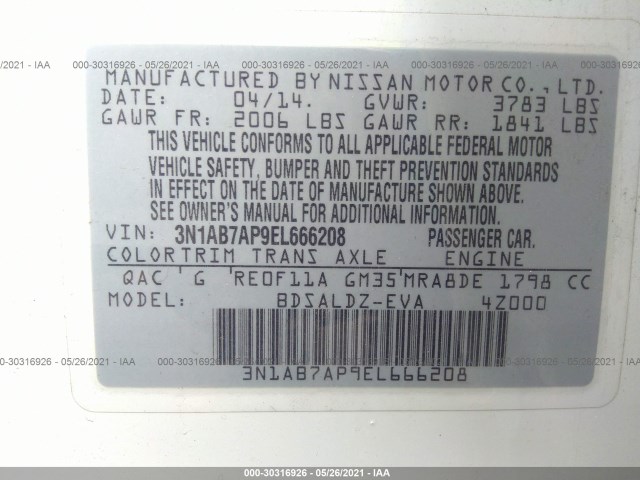 Photo 8 VIN: 3N1AB7AP9EL666208 - NISSAN SENTRA 