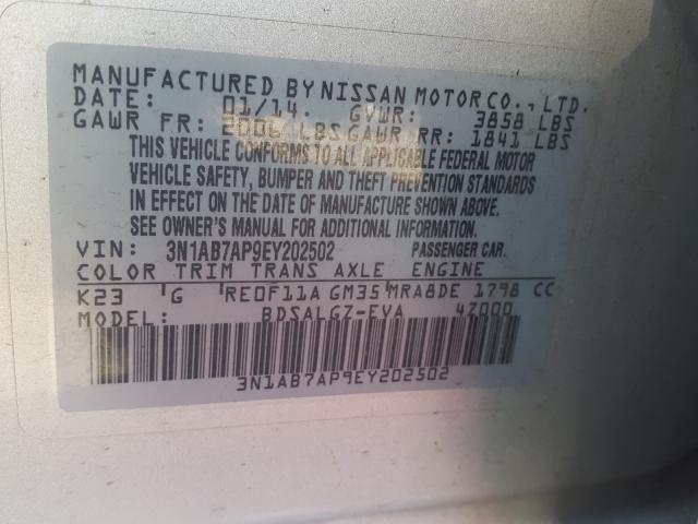 Photo 9 VIN: 3N1AB7AP9EY202502 - NISSAN SENTRA S 