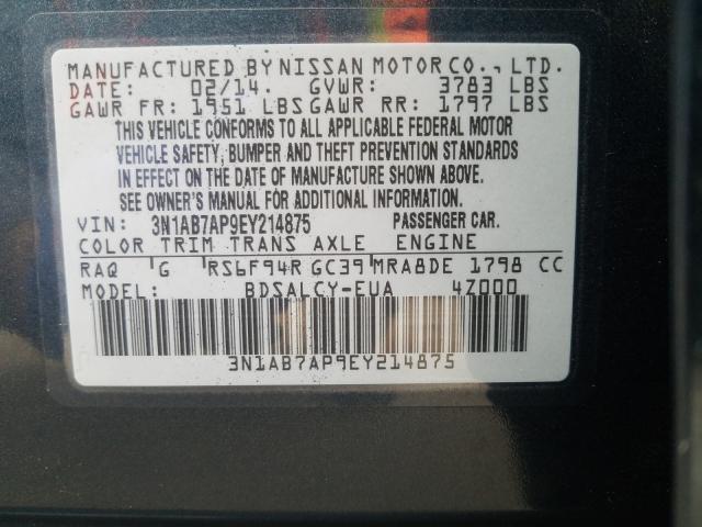 Photo 9 VIN: 3N1AB7AP9EY214875 - NISSAN SENTRA S 