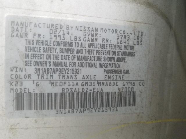 Photo 9 VIN: 3N1AB7AP9EY215931 - NISSAN SENTRA S 