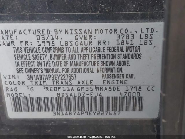 Photo 8 VIN: 3N1AB7AP9EY227657 - NISSAN SENTRA 