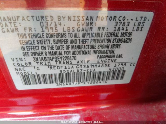 Photo 8 VIN: 3N1AB7AP9EY228470 - NISSAN SENTRA 