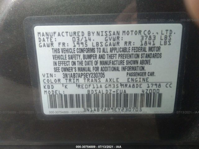 Photo 8 VIN: 3N1AB7AP9EY230705 - NISSAN SENTRA 