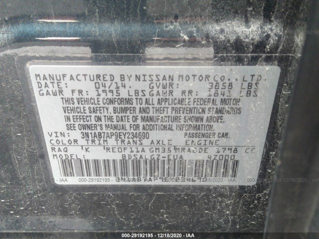 Photo 8 VIN: 3N1AB7AP9EY234690 - NISSAN SENTRA 