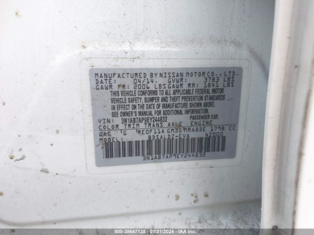 Photo 8 VIN: 3N1AB7AP9EY244832 - NISSAN SENTRA 