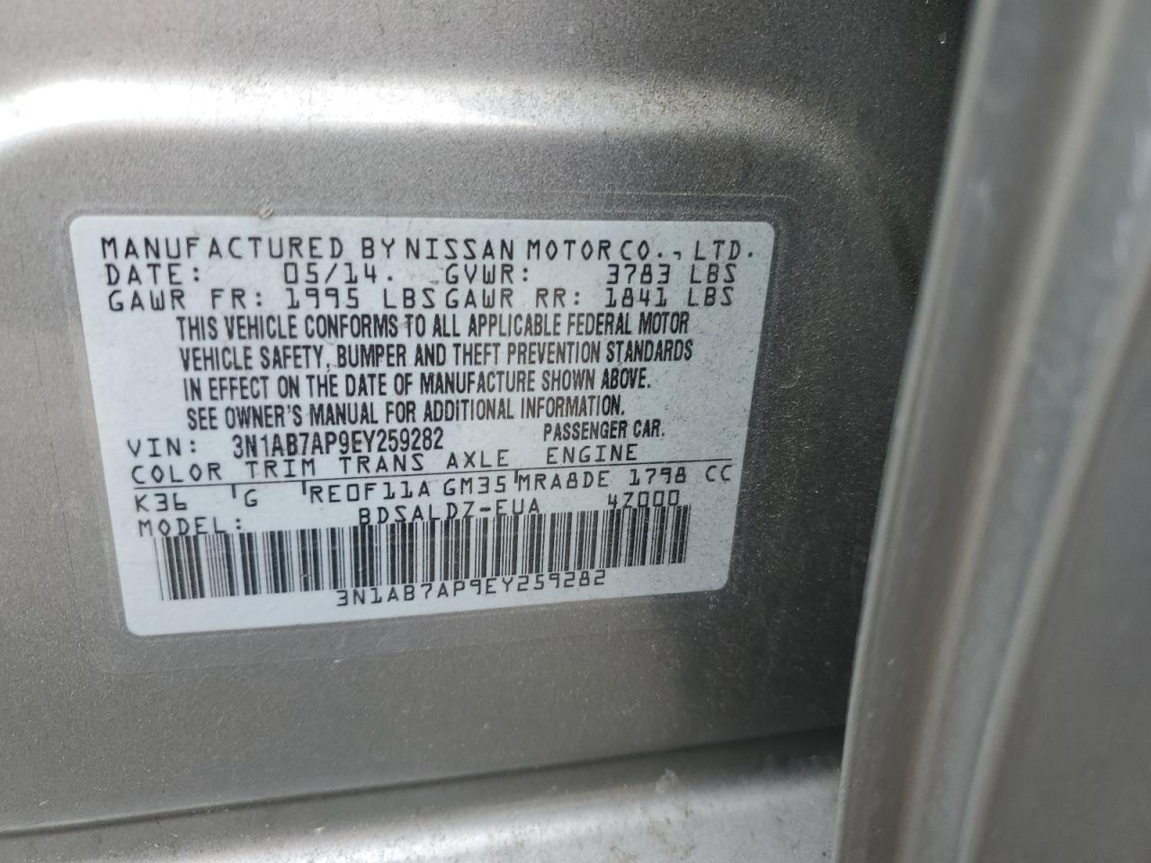 Photo 11 VIN: 3N1AB7AP9EY259282 - NISSAN SENTRA 