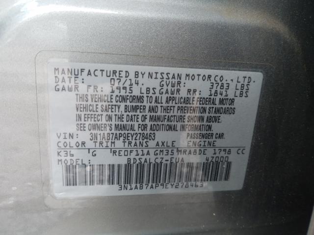 Photo 9 VIN: 3N1AB7AP9EY278463 - NISSAN SENTRA S 