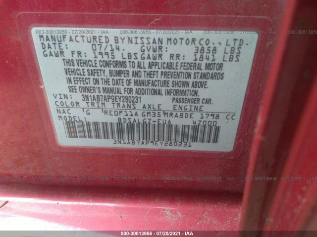 Photo 8 VIN: 3N1AB7AP9EY280231 - NISSAN SENTRA 