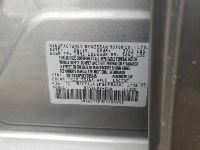 Photo 9 VIN: 3N1AB7AP9EY285445 - NISSAN SENTRA S 