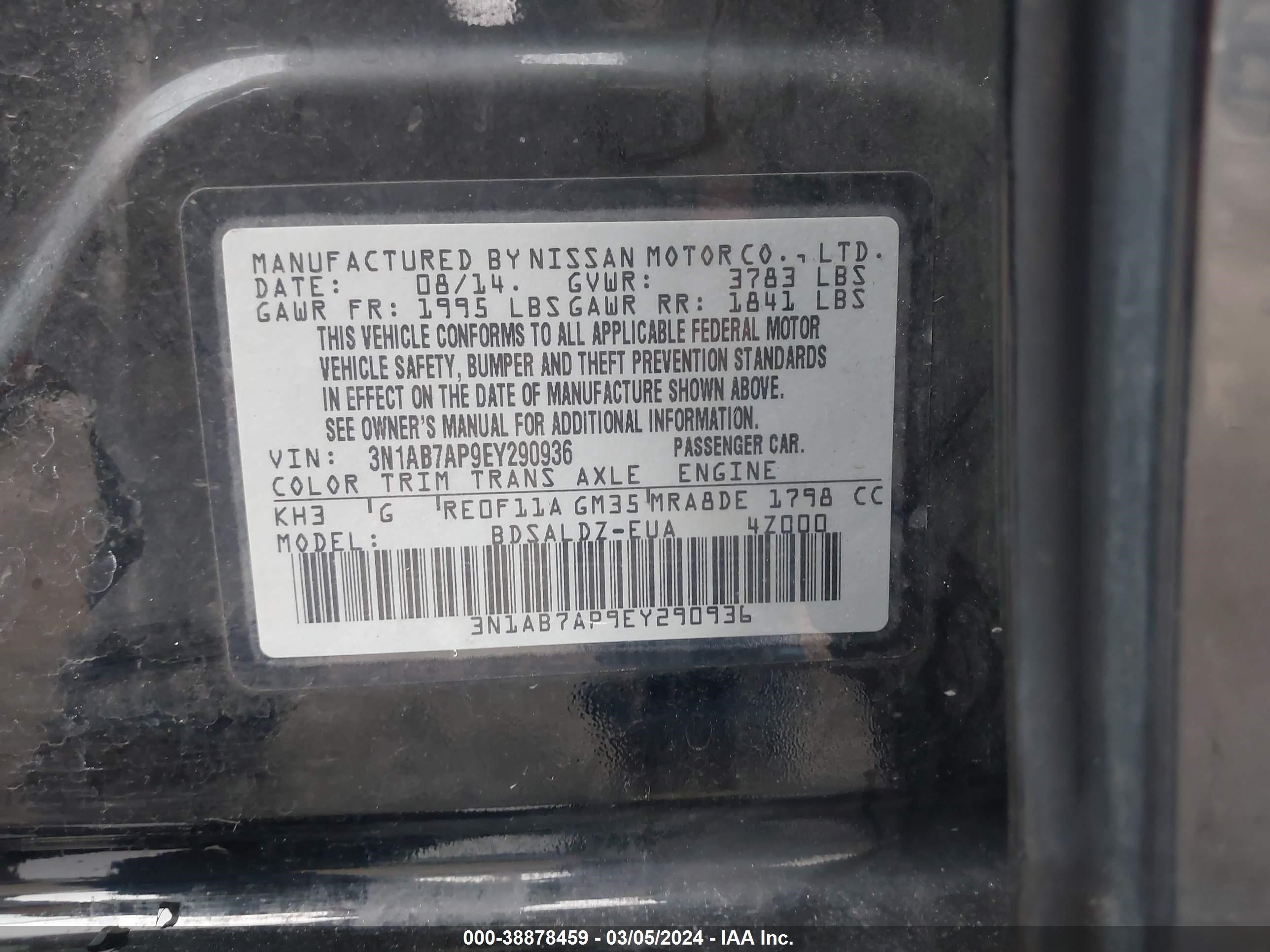 Photo 8 VIN: 3N1AB7AP9EY290936 - NISSAN SENTRA 