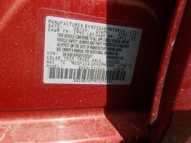 Photo 9 VIN: 3N1AB7AP9EY292041 - NISSAN SENTRA S 