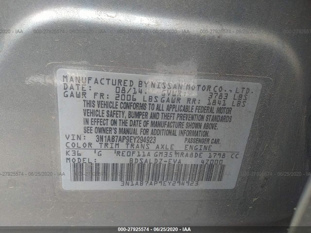 Photo 8 VIN: 3N1AB7AP9EY294923 - NISSAN SENTRA 