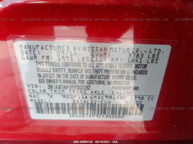 Photo 8 VIN: 3N1AB7AP9EY302082 - NISSAN SENTRA 