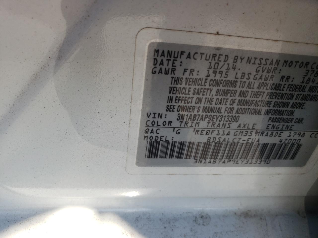 Photo 11 VIN: 3N1AB7AP9EY313390 - NISSAN SENTRA 