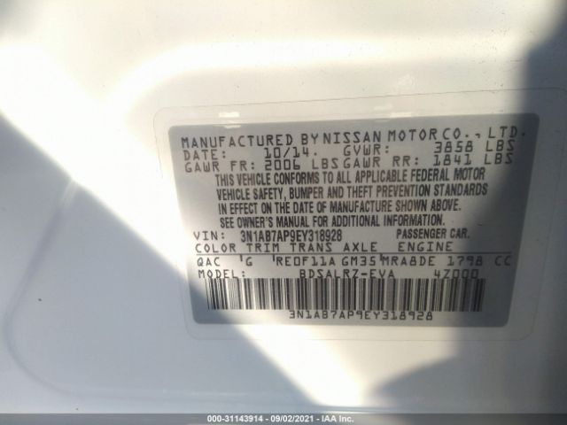 Photo 8 VIN: 3N1AB7AP9EY318928 - NISSAN SENTRA 