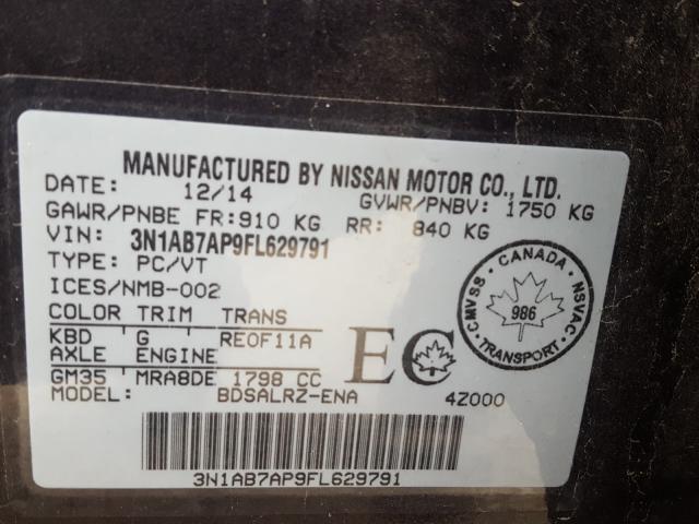 Photo 9 VIN: 3N1AB7AP9FL629791 - NISSAN SENTRA S 