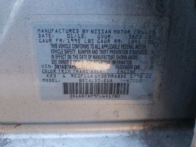 Photo 9 VIN: 3N1AB7AP9FL641780 - NISSAN SENTRA S 