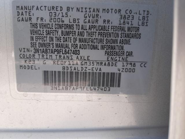 Photo 9 VIN: 3N1AB7AP9FL647403 - NISSAN SENTRA S 