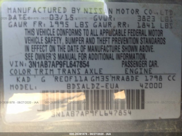 Photo 8 VIN: 3N1AB7AP9FL647854 - NISSAN SENTRA 