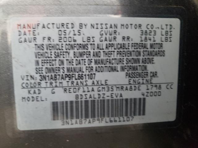 Photo 9 VIN: 3N1AB7AP9FL661107 - NISSAN SENTRA S 