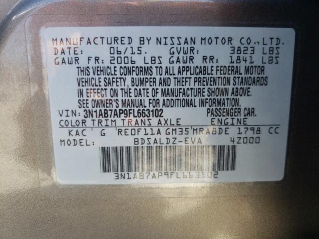 Photo 9 VIN: 3N1AB7AP9FL663102 - NISSAN SENTRA S 