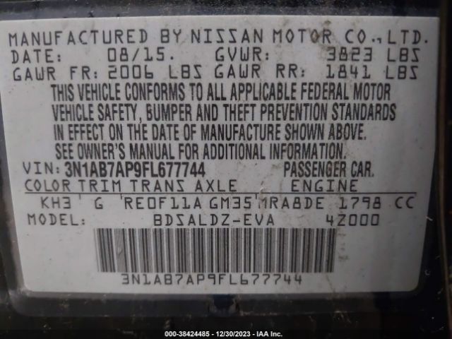 Photo 8 VIN: 3N1AB7AP9FL677744 - NISSAN SENTRA 