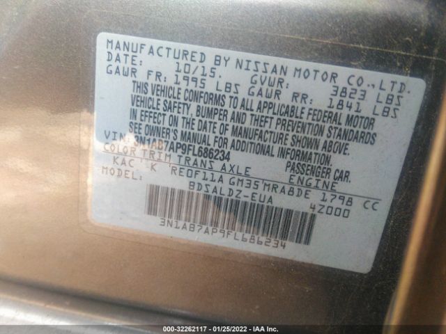 Photo 8 VIN: 3N1AB7AP9FL686234 - NISSAN SENTRA 