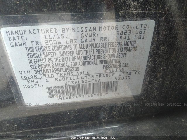 Photo 8 VIN: 3N1AB7AP9FL695239 - NISSAN SENTRA 