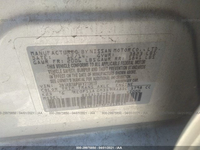 Photo 8 VIN: 3N1AB7AP9FY213419 - NISSAN SENTRA 