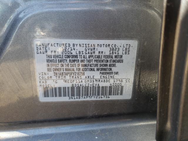 Photo 9 VIN: 3N1AB7AP9FY216756 - NISSAN SENTRA S 