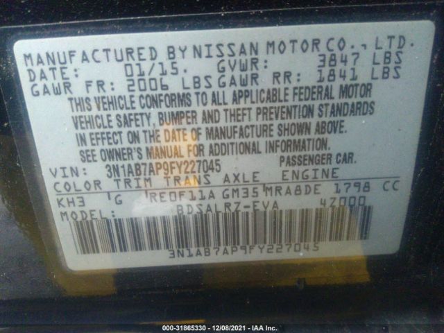 Photo 8 VIN: 3N1AB7AP9FY227045 - NISSAN SENTRA 