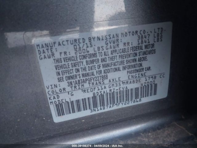 Photo 8 VIN: 3N1AB7AP9FY227868 - NISSAN SENTRA 