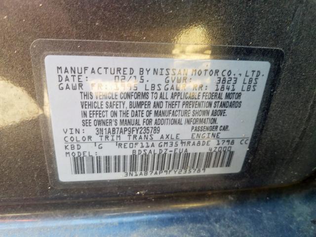 Photo 9 VIN: 3N1AB7AP9FY235789 - NISSAN SENTRA S 