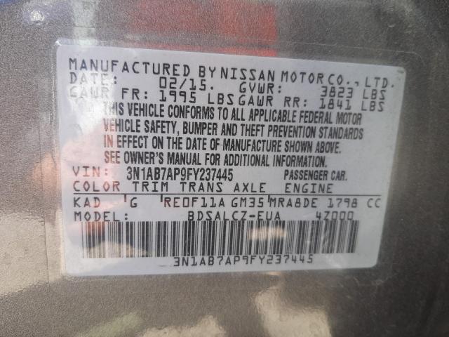 Photo 9 VIN: 3N1AB7AP9FY237445 - NISSAN SENTRA S 