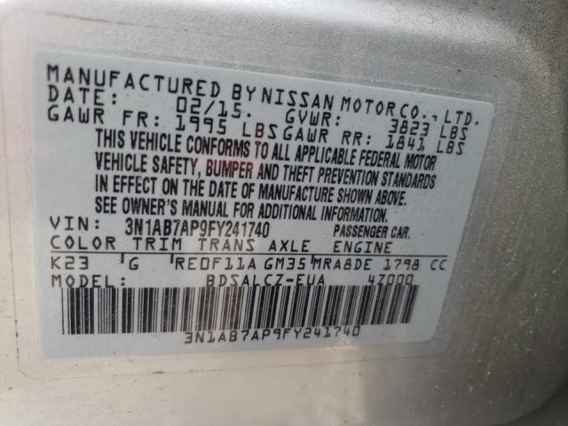 Photo 9 VIN: 3N1AB7AP9FY241740 - NISSAN SENTRA S 