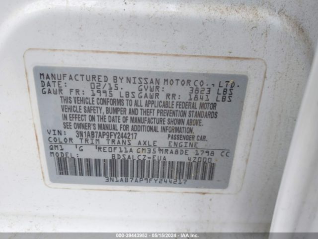 Photo 8 VIN: 3N1AB7AP9FY244217 - NISSAN SENTRA 