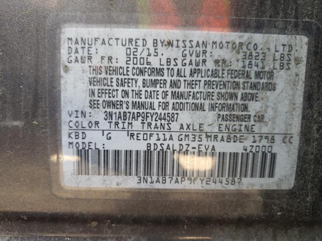 Photo 9 VIN: 3N1AB7AP9FY244587 - NISSAN SENTRA S 