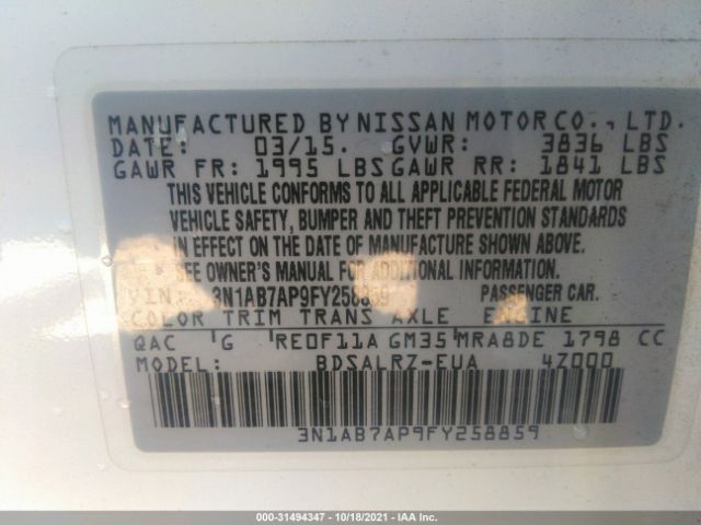 Photo 8 VIN: 3N1AB7AP9FY258859 - NISSAN SENTRA 