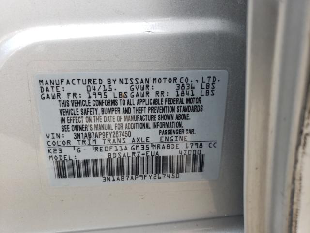 Photo 9 VIN: 3N1AB7AP9FY267450 - NISSAN SENTRA S 