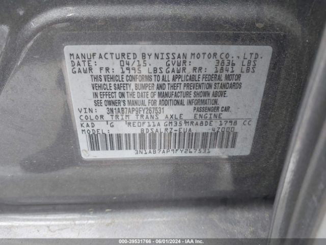 Photo 8 VIN: 3N1AB7AP9FY267531 - NISSAN SENTRA 