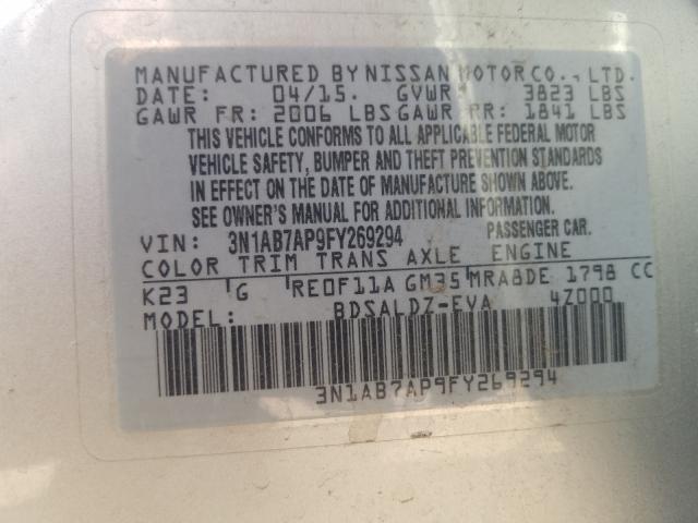 Photo 9 VIN: 3N1AB7AP9FY269294 - NISSAN SENTRA 